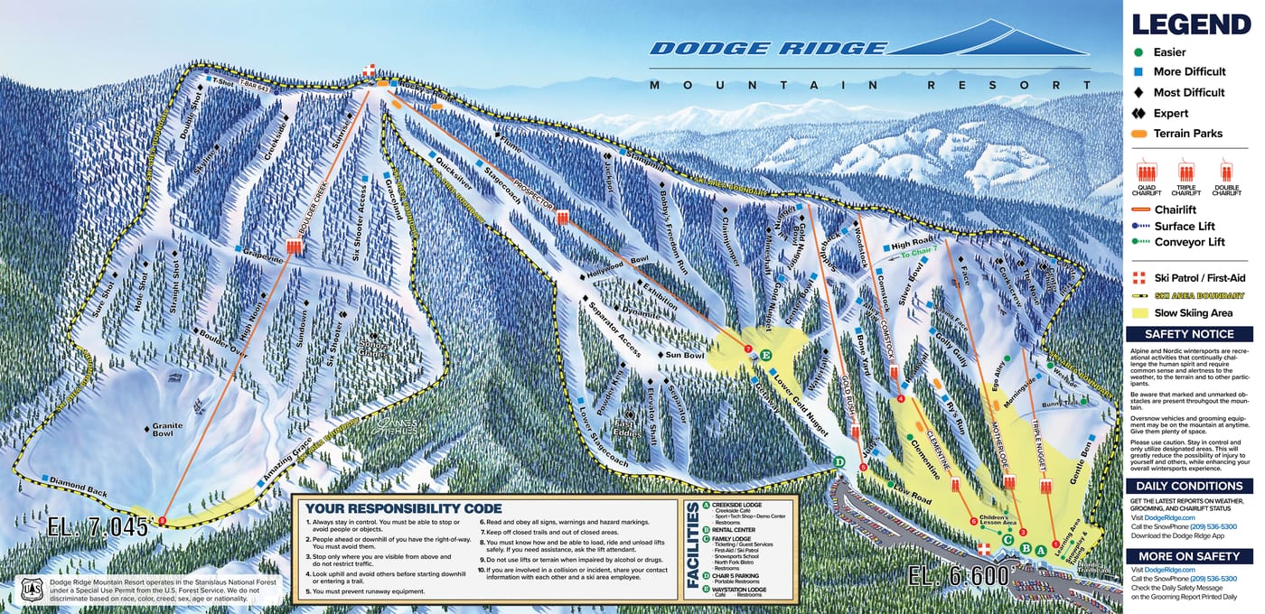 piste map for Dodge Ridge
