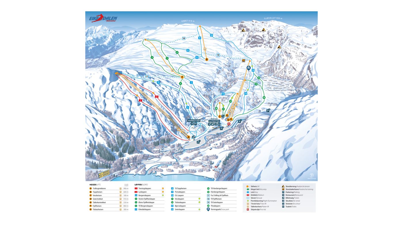 piste map for Eikedalen