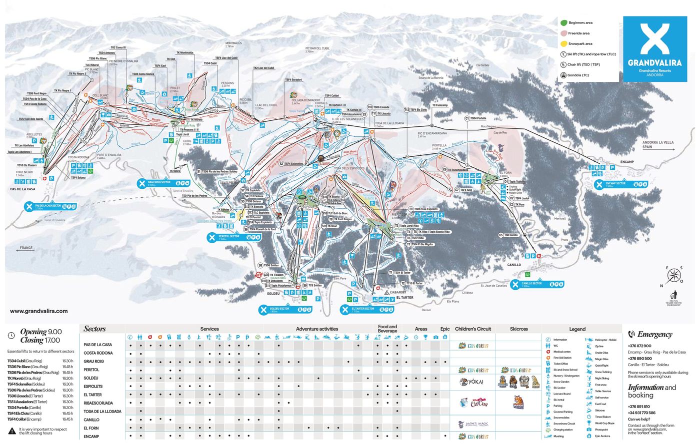 piste map for Grandvalira: Pas de la Casa