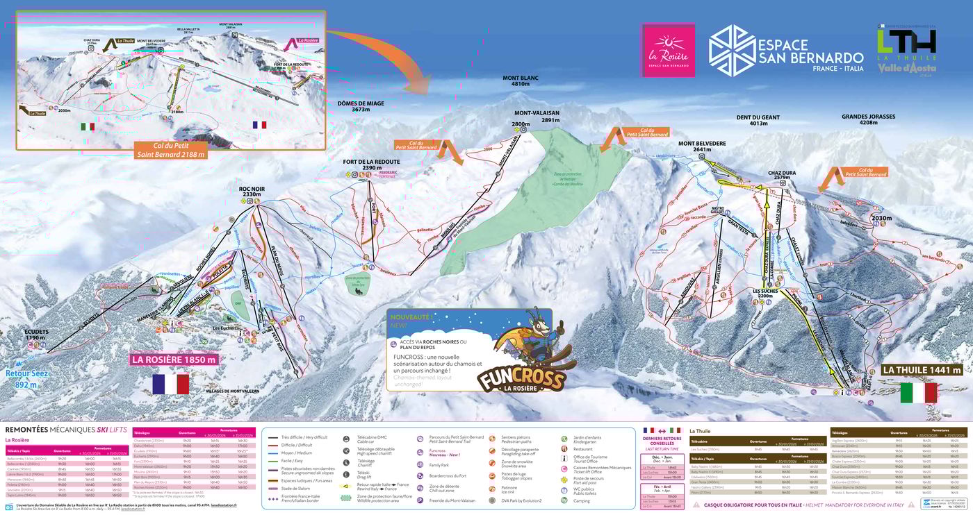 piste map for La Rosière 1850
