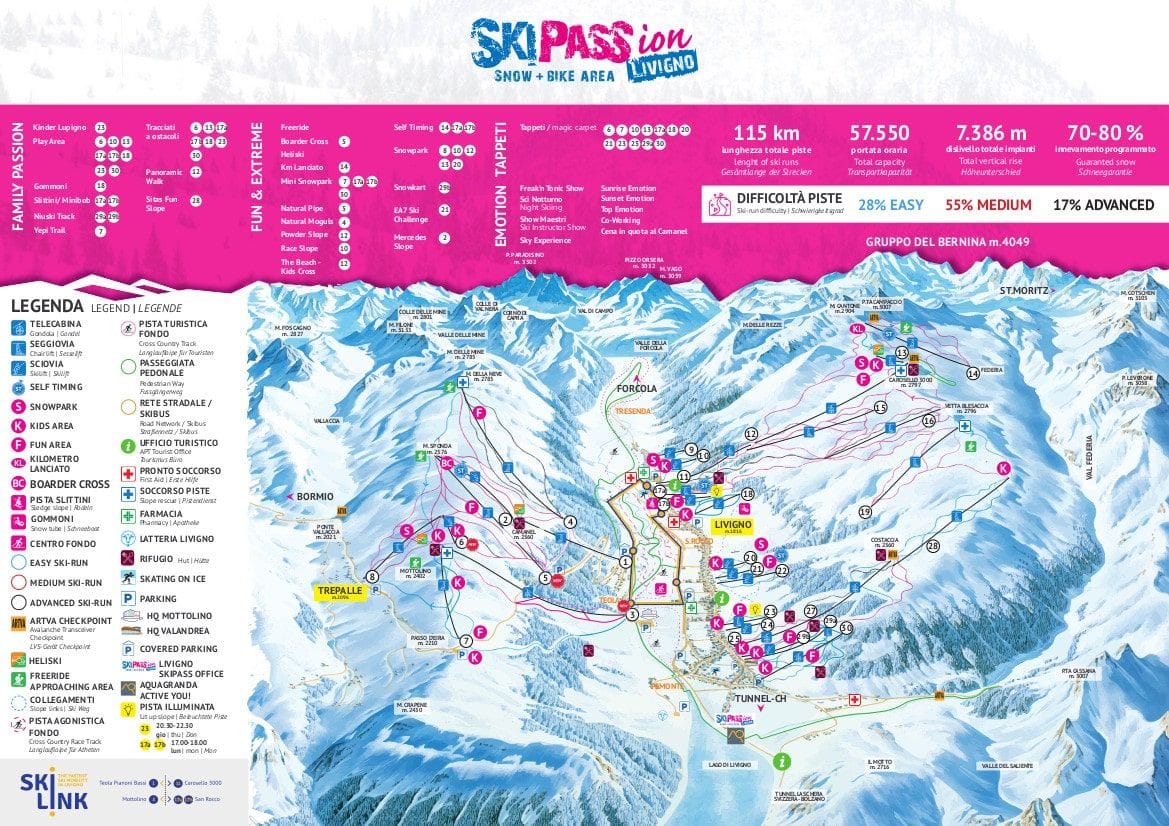 piste map for Livigno