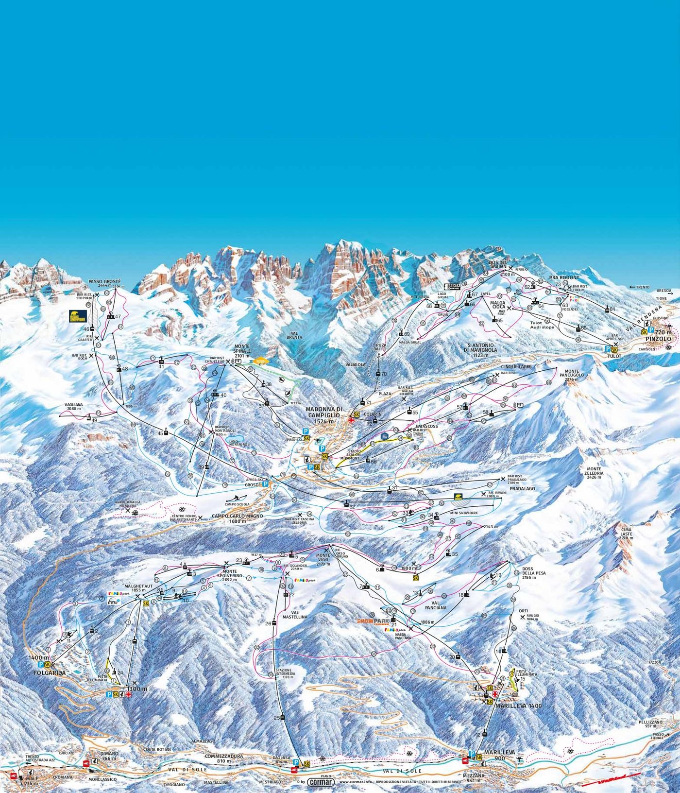 piste map for Madonna di Campiglio