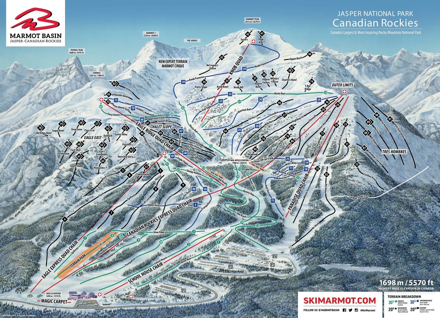 piste map for Marmot Basin