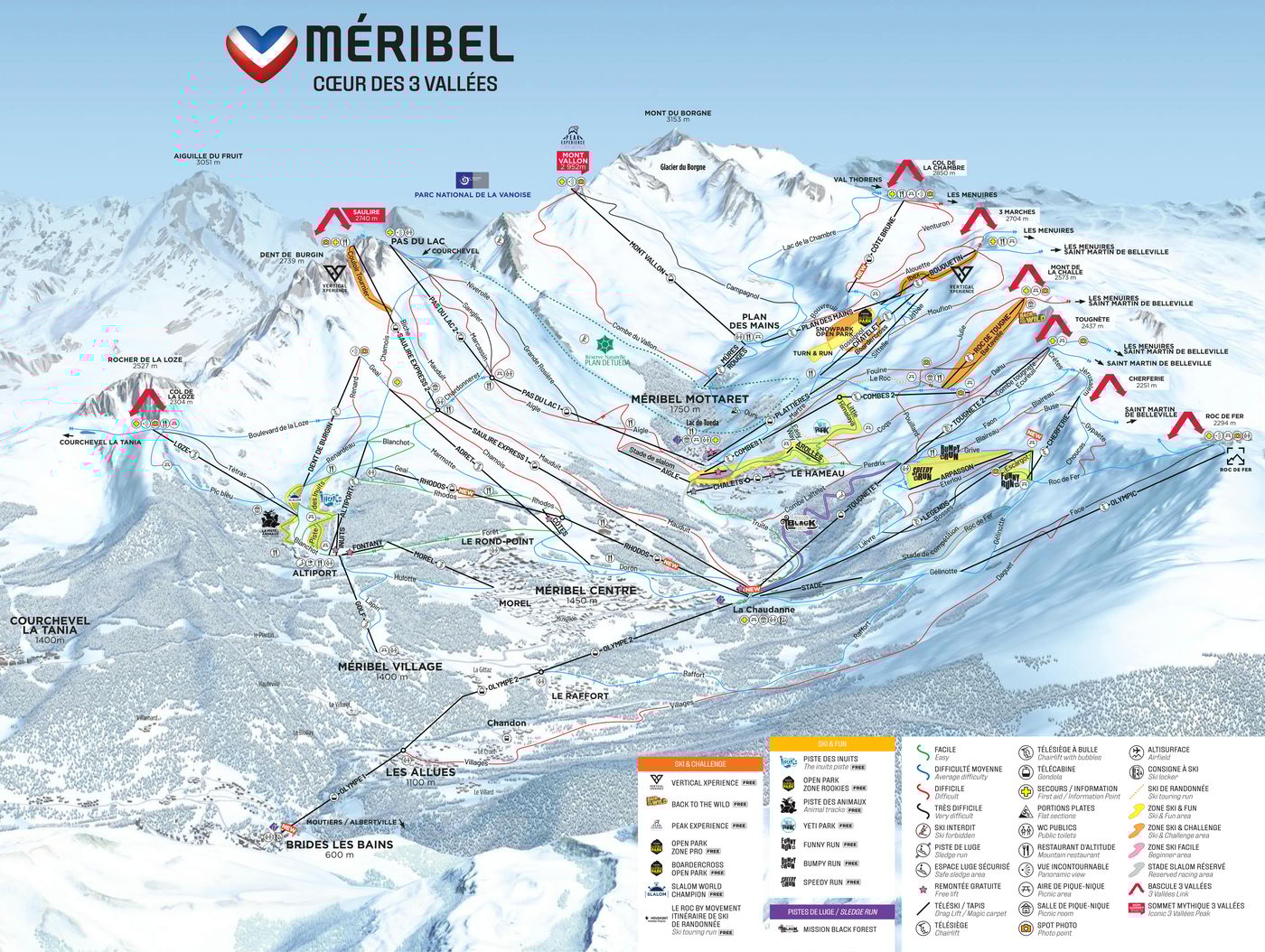 piste map for Méribel