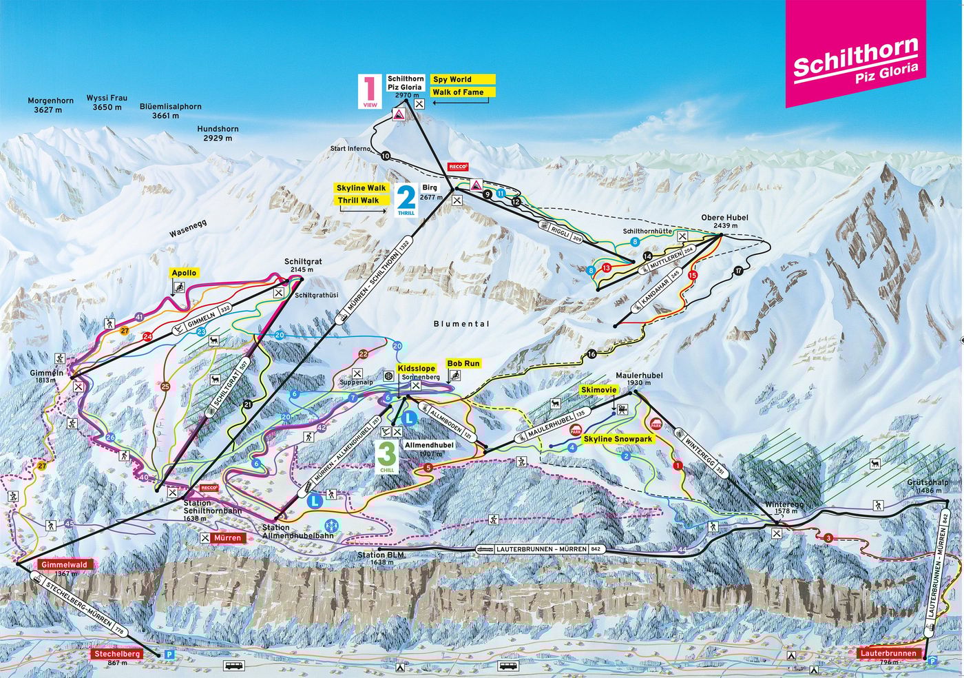 piste map for Mürren - Schilthorn