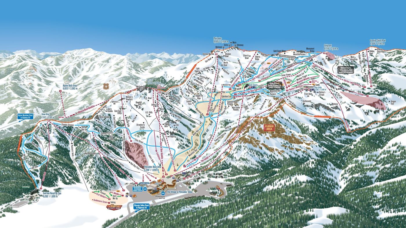 piste map for Palisades Tahoe