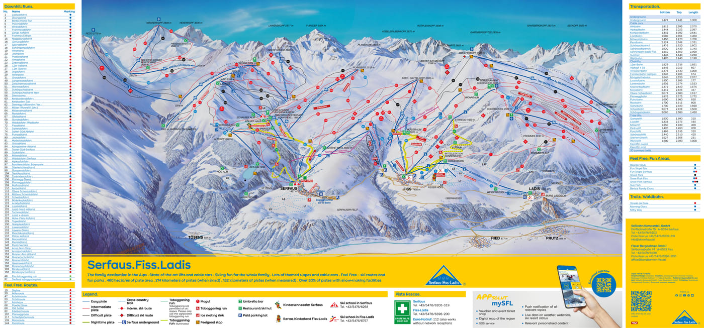 piste map for Serfaus Fiss Ladis