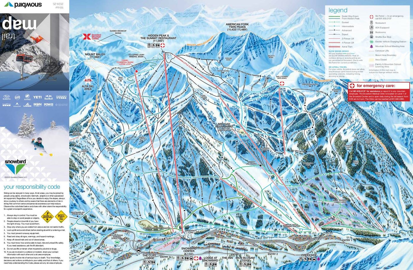 piste map for Snowbird