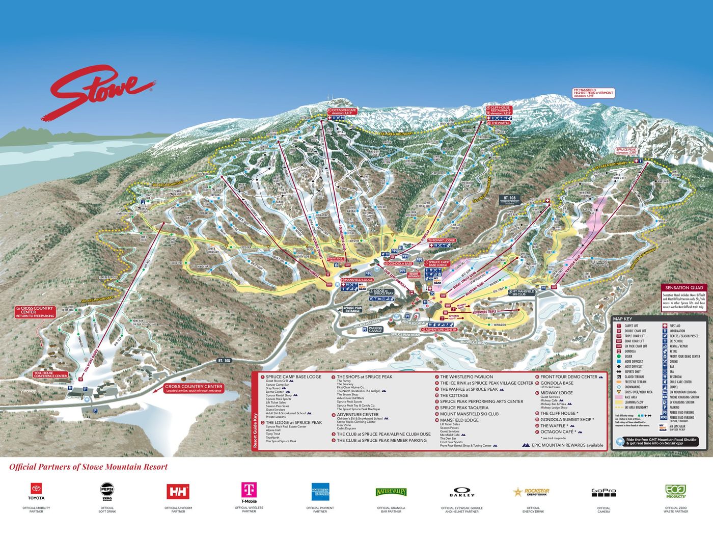 piste map for Stowe Mountain