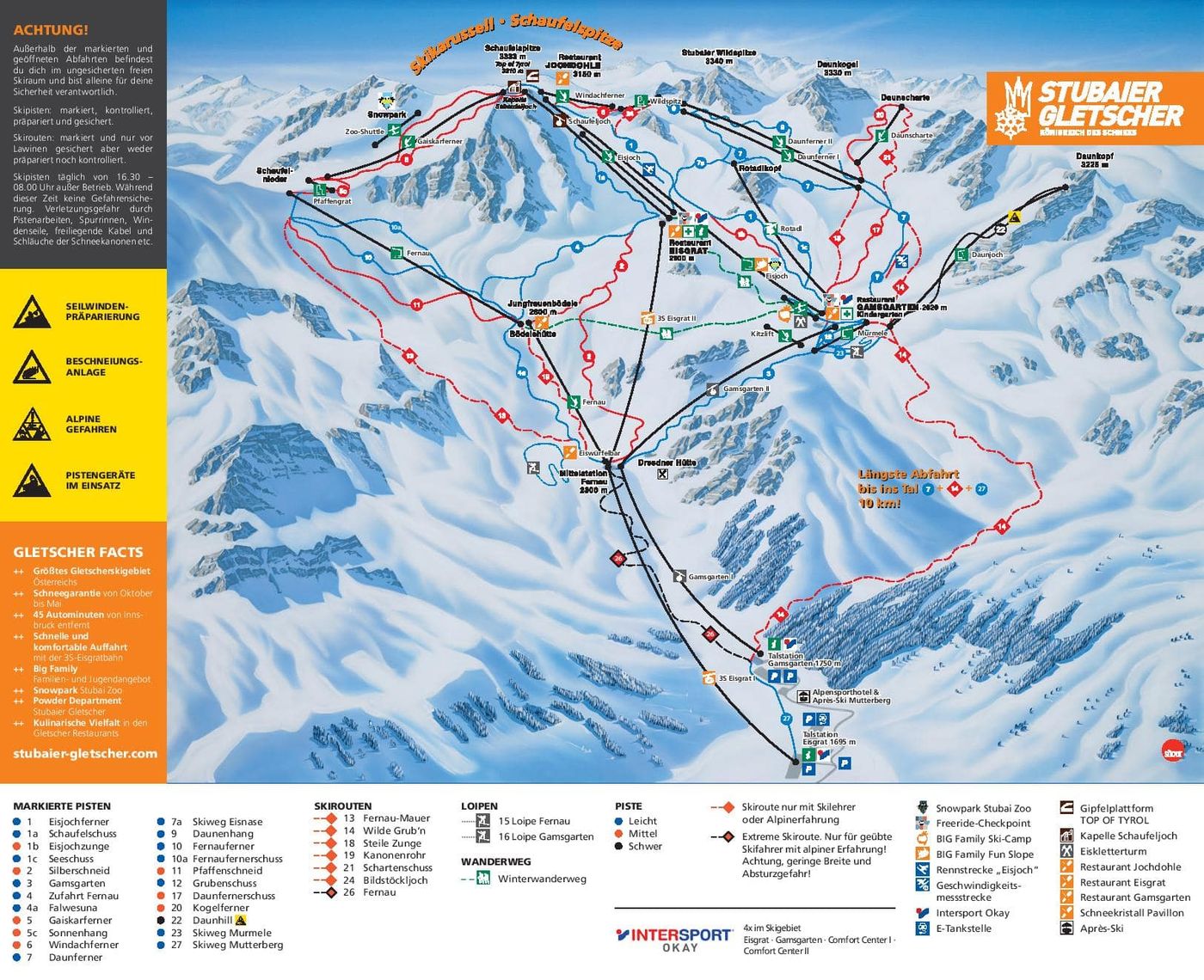 piste map for Stubai Glacier