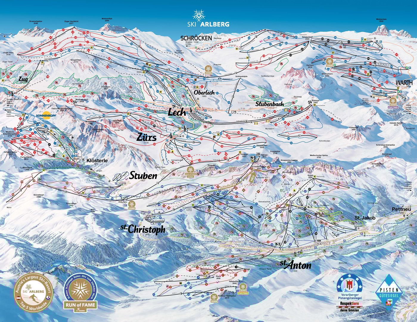 piste map for Stuben am Arlberg