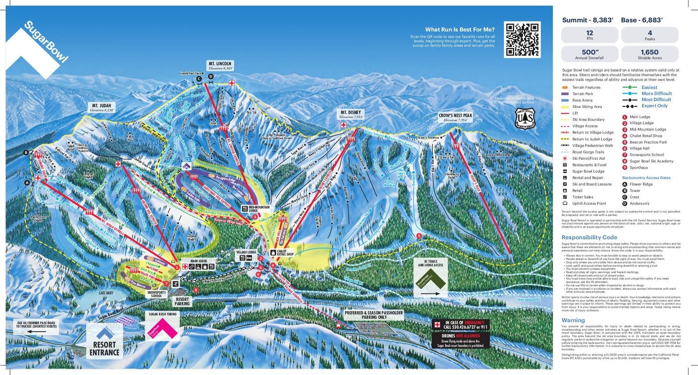 piste map for Sugar Bowl Resort
