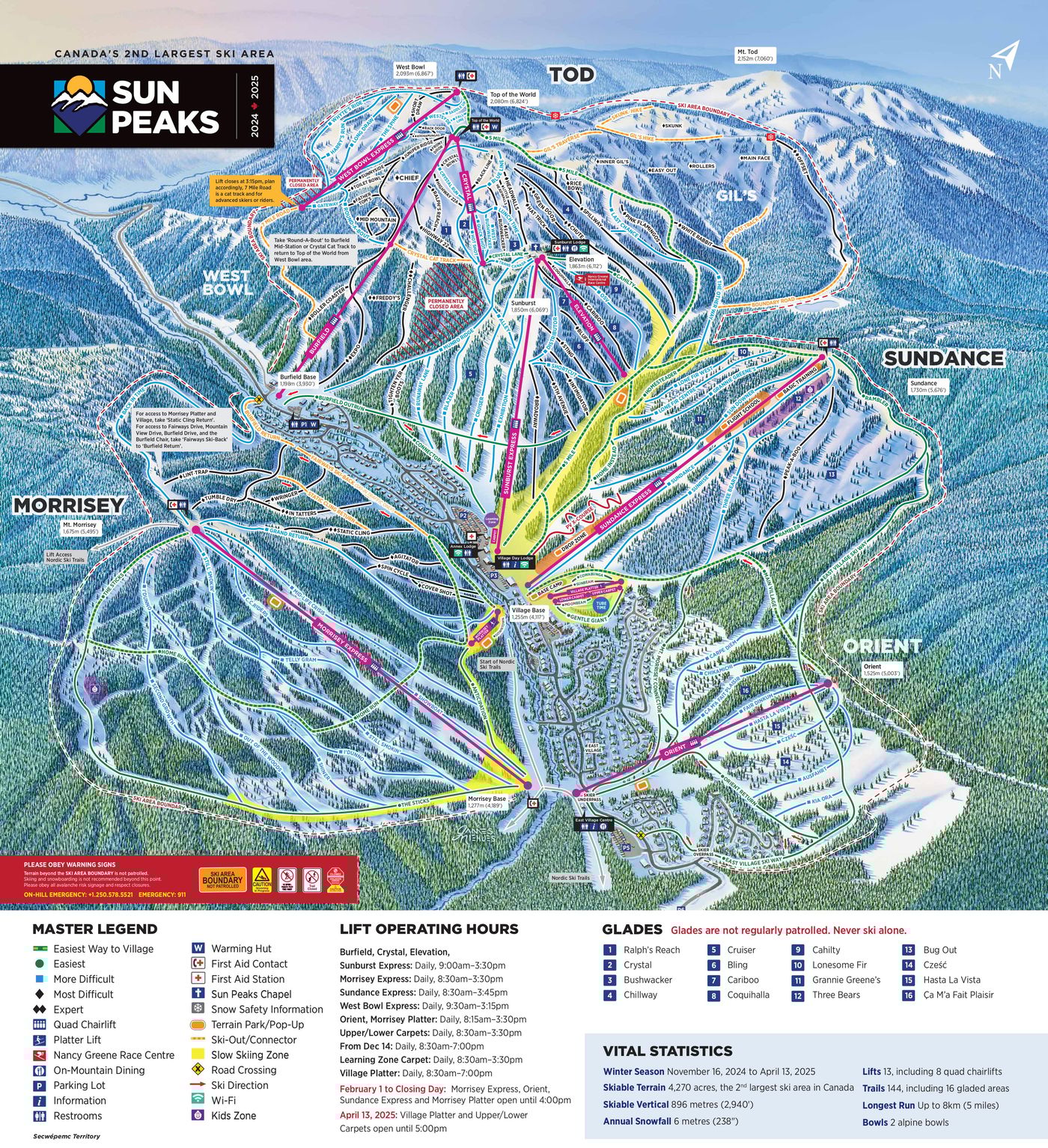 piste map for Sun Peaks