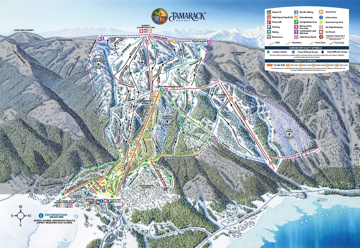 piste map for Tamarack Resort