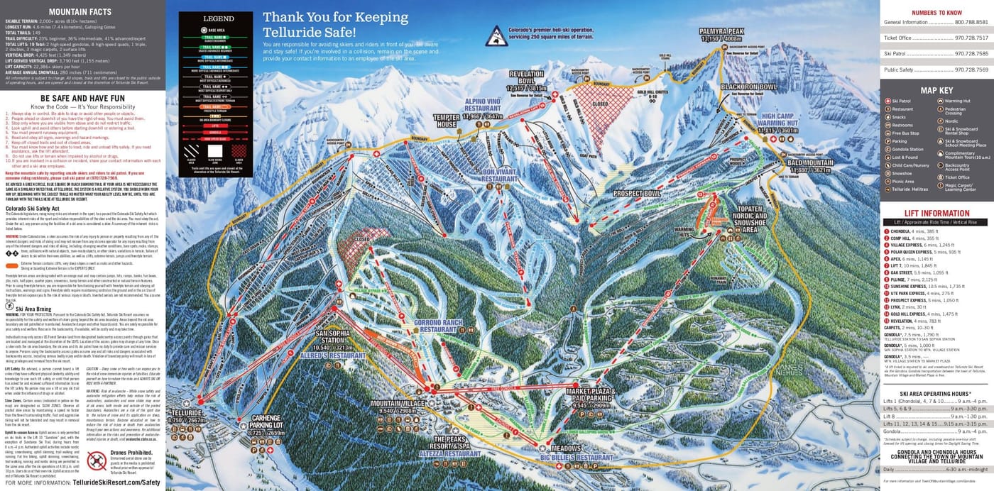 piste map for Telluride