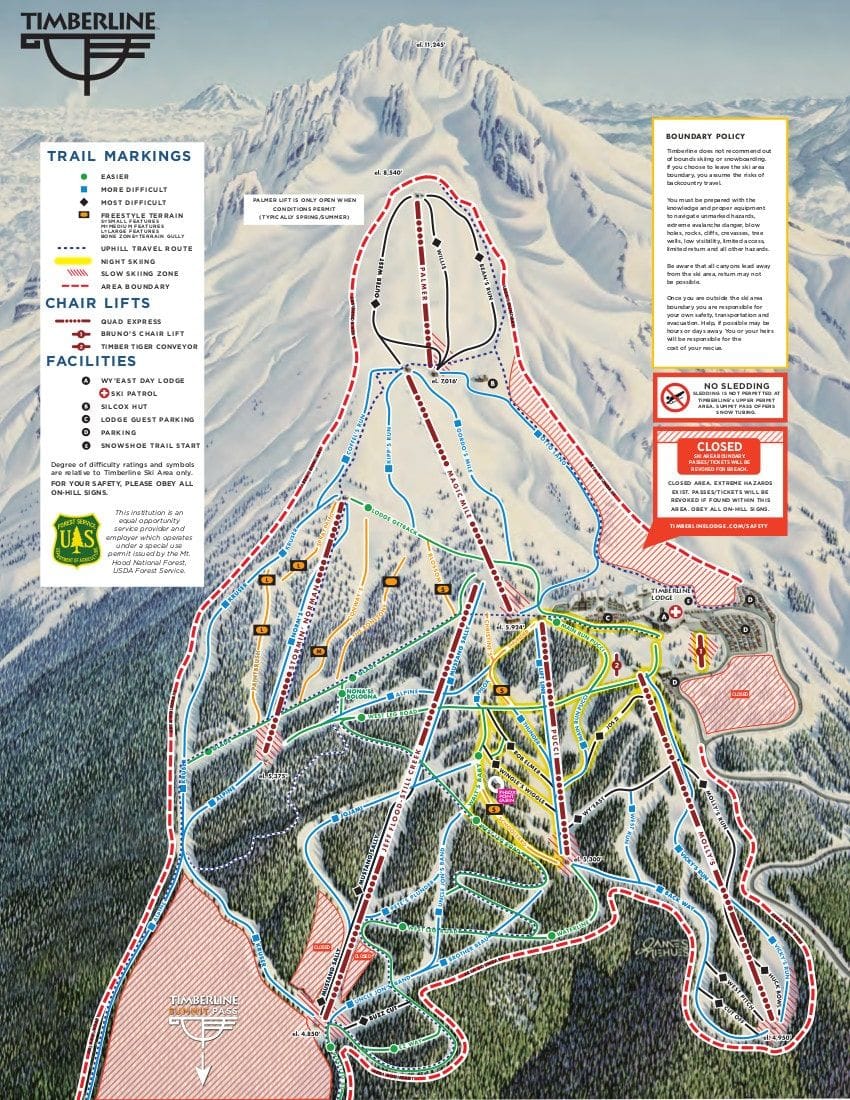 piste map for Timberline Lodge (OR)