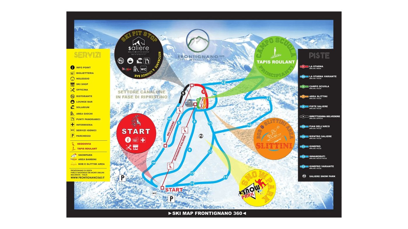 piste map for Ussita - Frontignano