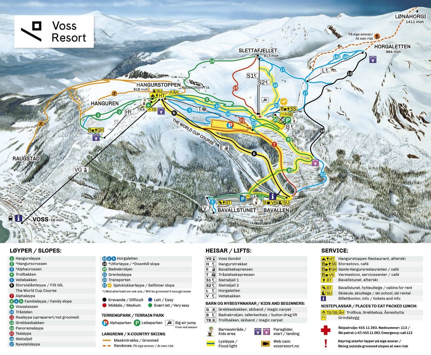 piste map for Voss Resort