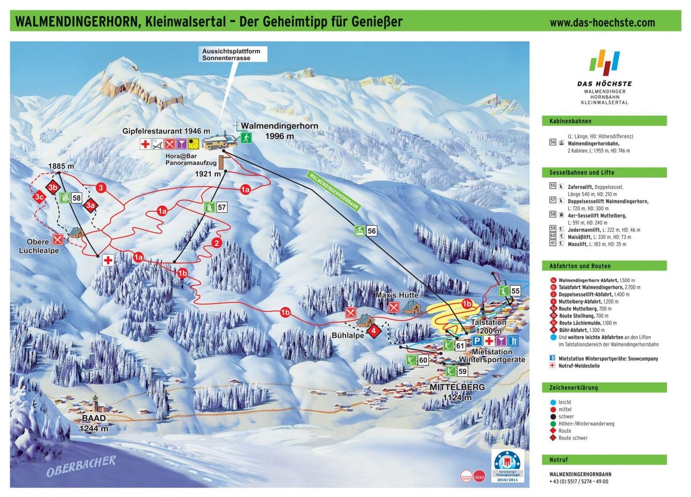 piste map for Walmendingerhorn - Ifen - Heuberg