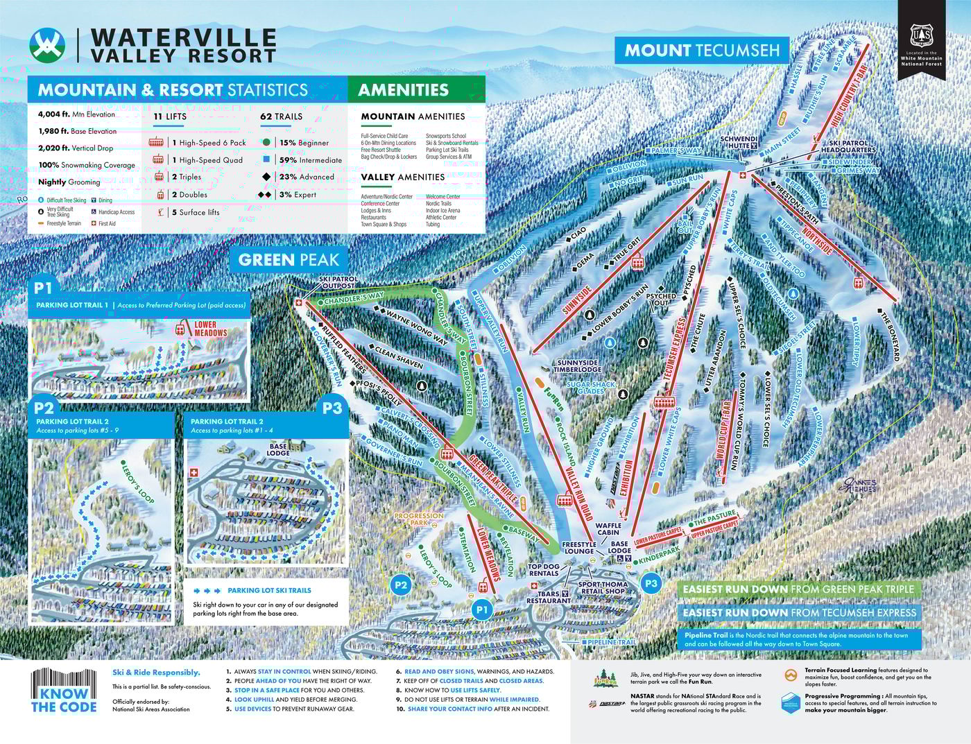 piste map for Waterville Valley