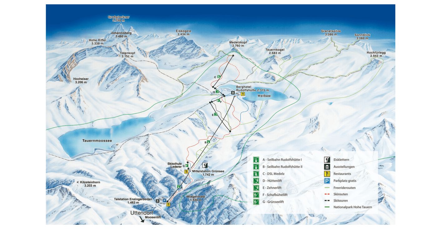 piste map for Weissee Gletscherwelt