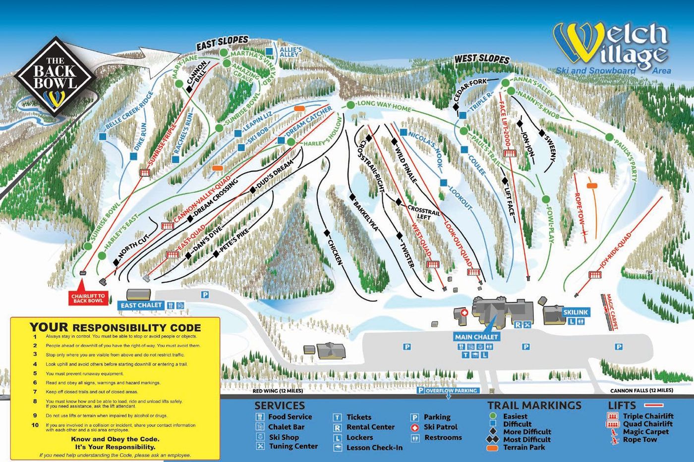 piste map for Welch Village