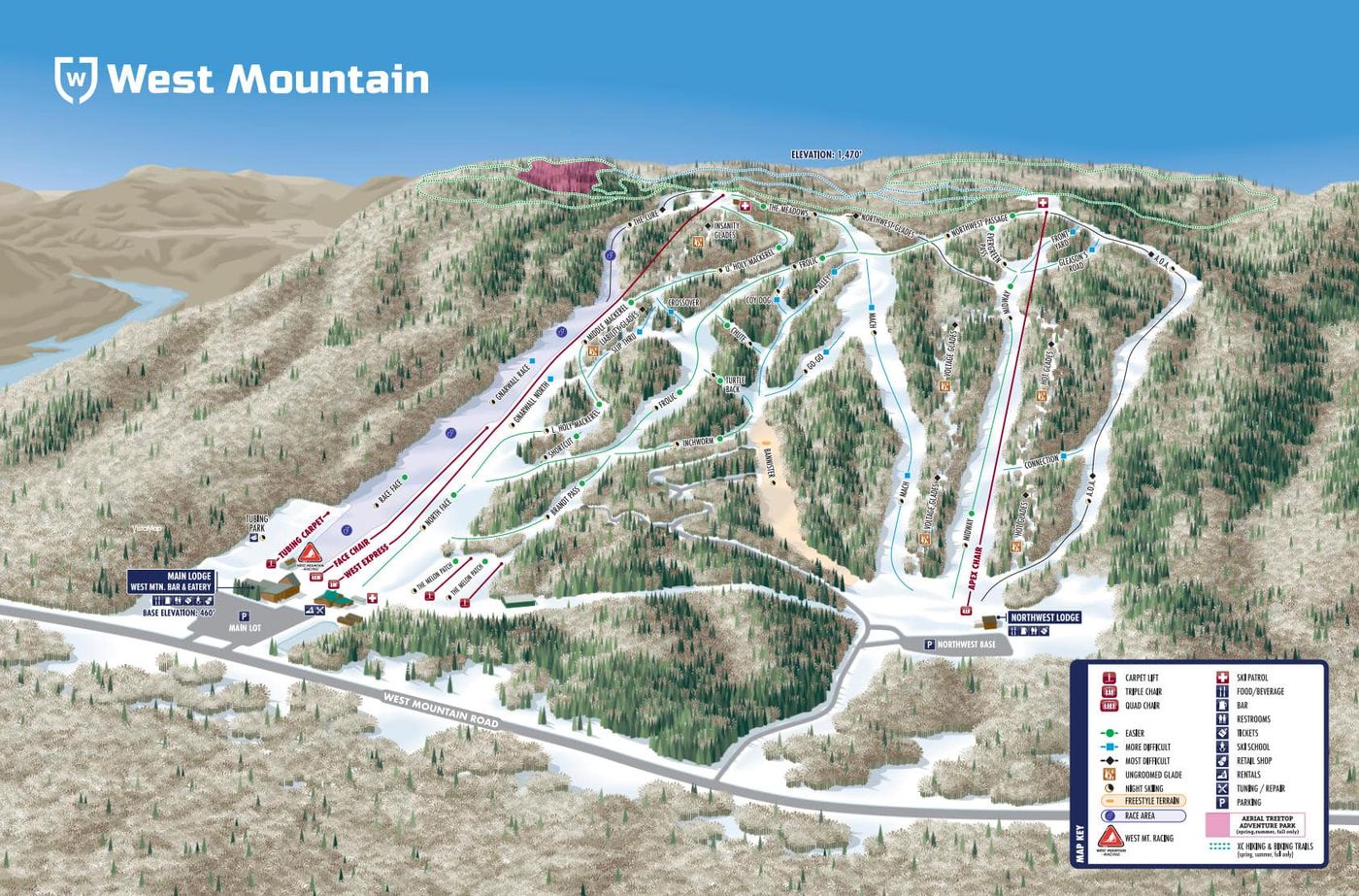 piste map for West Mountain