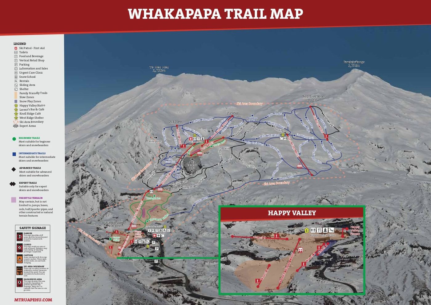 piste map for Whakapapa