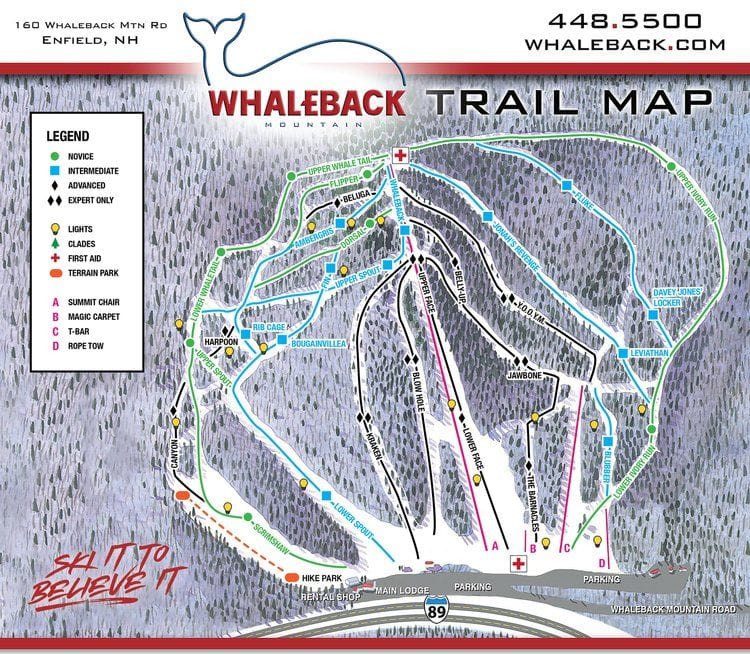 piste map for Whaleback Mountain