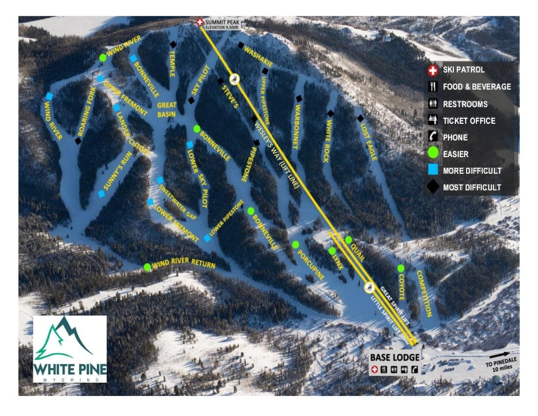 piste map for White Pine Ski Area