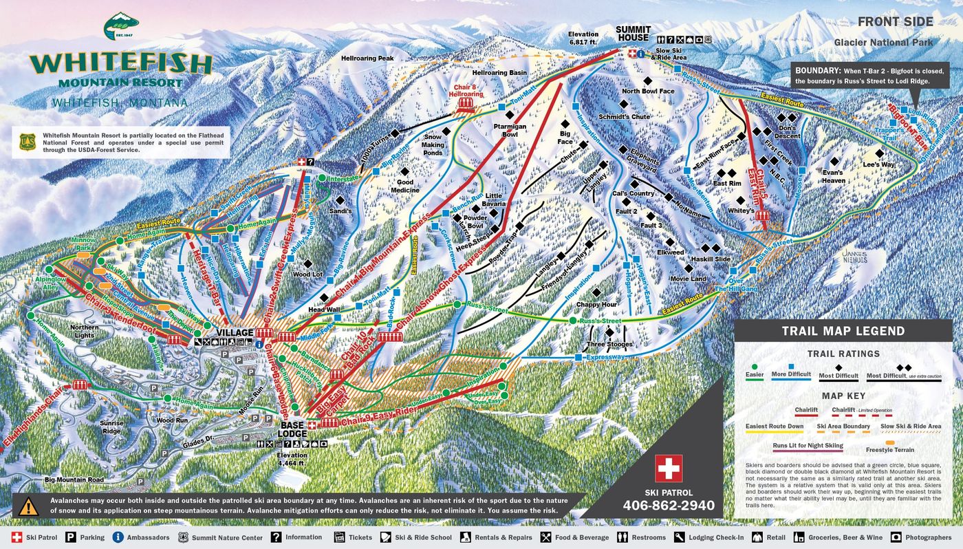 piste map for Whitefish Mountain Resort (MT)