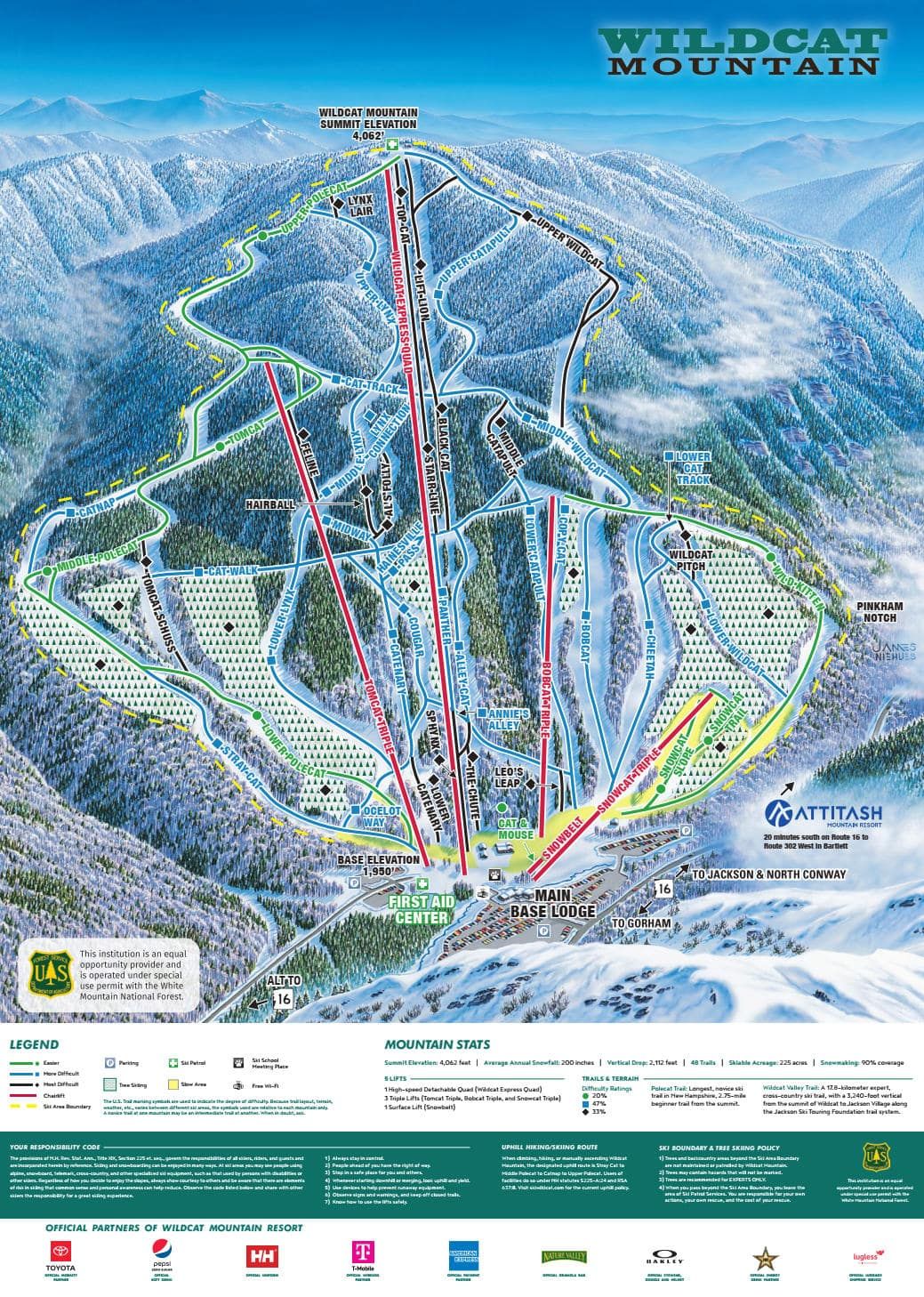 piste map for Wildcat Mountain