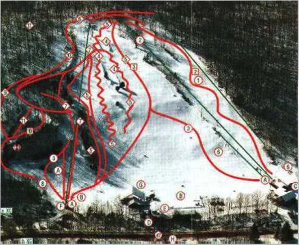 piste map for Woodbury Ski Area